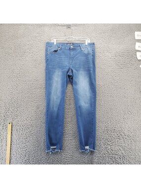 Sweet Look Jeans Womens Size 14 Blue Skinny Plus Size Distressed Hem Stretch Fit